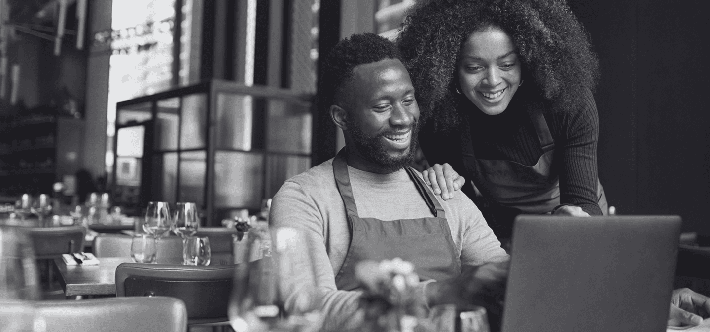 Marketing team collaborating in a bright workspace